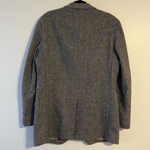 Christopher Hayes Gray Herringbone Men’s Sport Coat Blazer brown buttons FLAWS - Picture 12 of 12